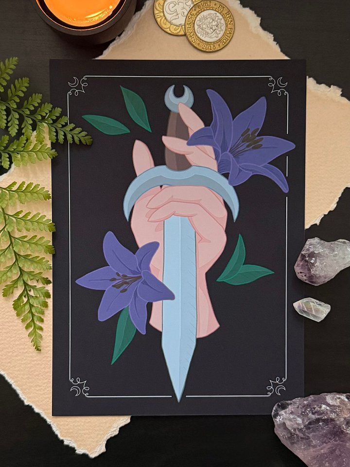 Ritual Dagger with Lilies - Medieval Weaponry 5x7" Art Print product image (1)
