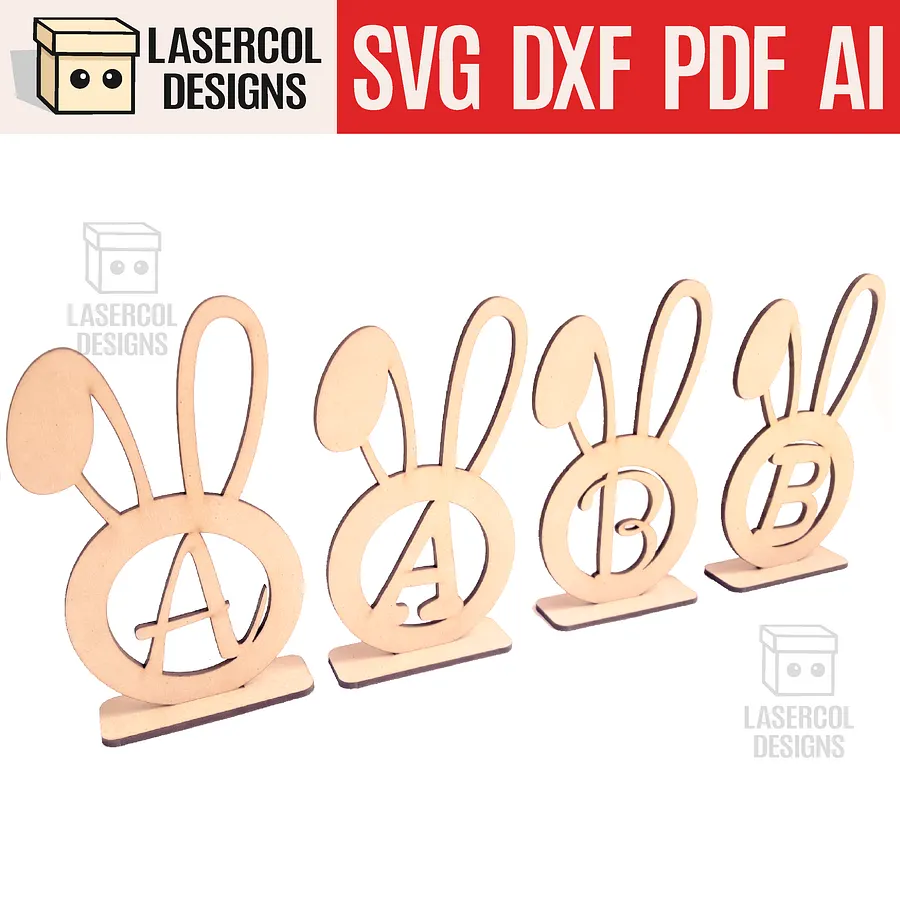 Easter Bunny Monogram with Stand - Laser Cut Files product image (1)