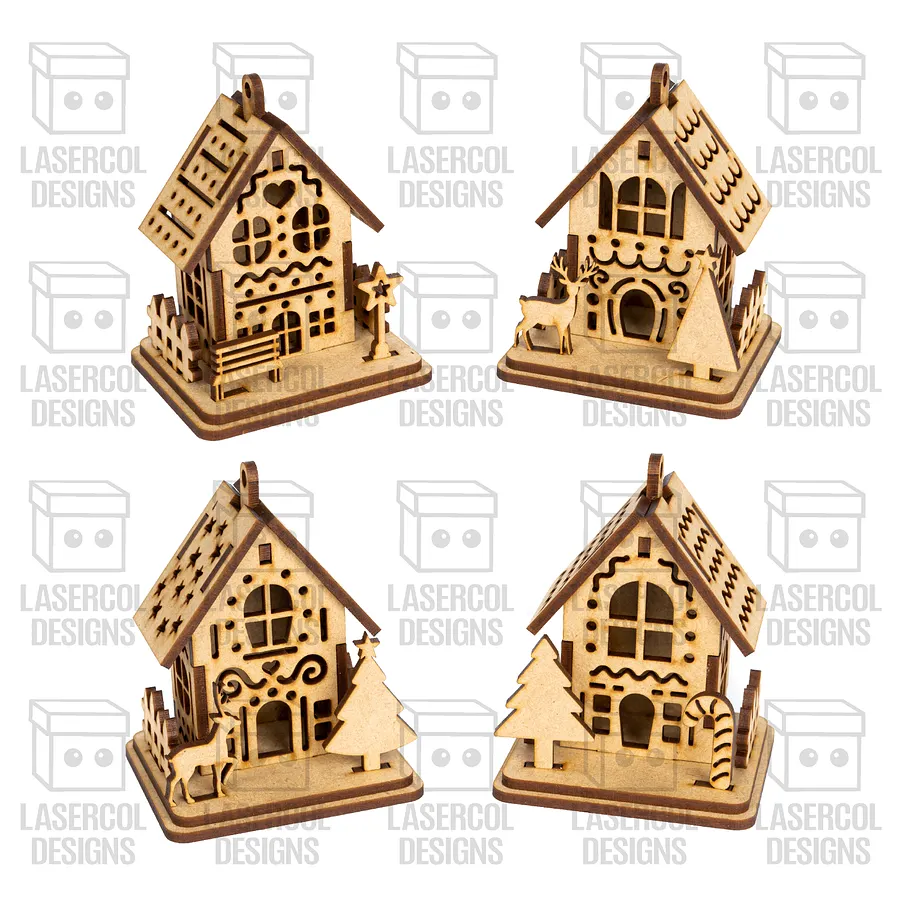 Christmas Houses Ornaments (8 Styles) - Laser Cut Files product image (10)
