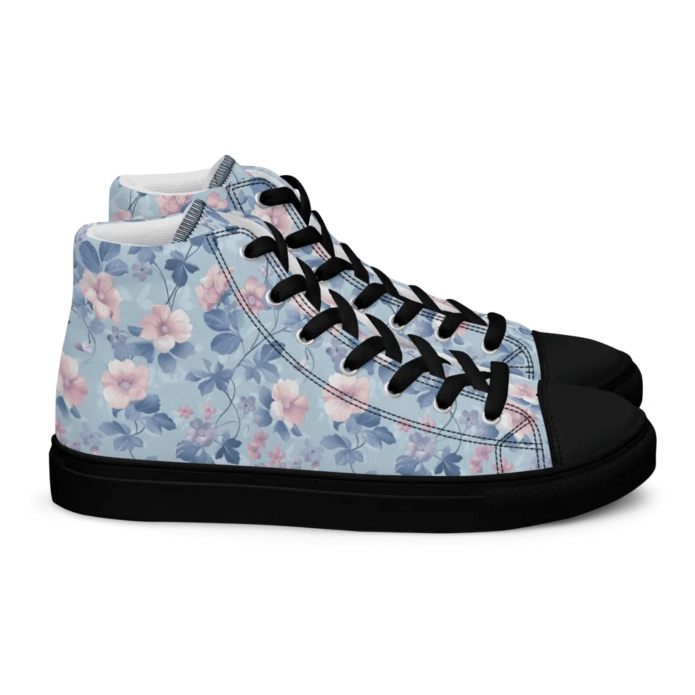 Serene Blue Blossoms High Top Canvas Sneakers product image (14)
