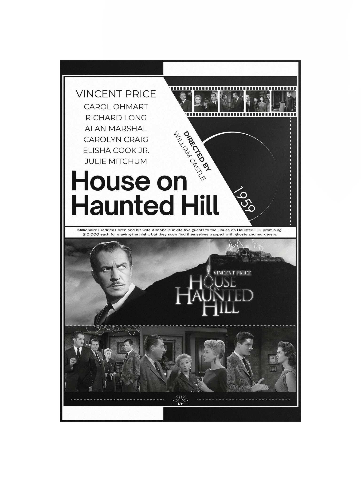 House on Haunted Hill with Vincent Price and Carol Ohmart 1959 | Movie Poster | 12x18 Wall Art product image (4)