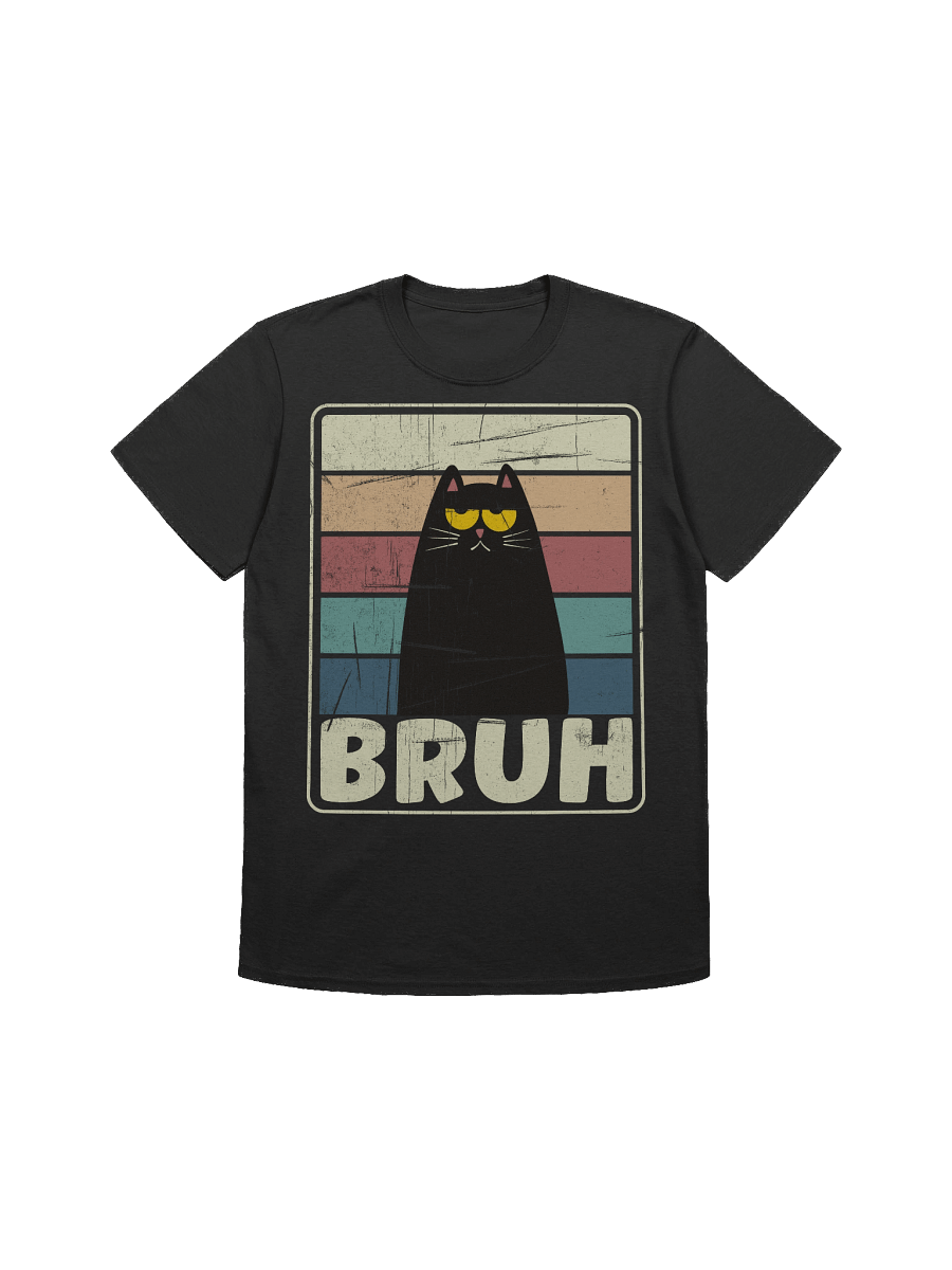 Retro BRUH Black Cat T-Shirt product image (1)