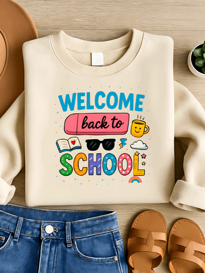 Welcome Back to School Sublimation PNG – Playful School Theme Clipart for T-Shirts & Mugs – Bright and Fun Design – 300 DPI Instant Digital Download product image (1)