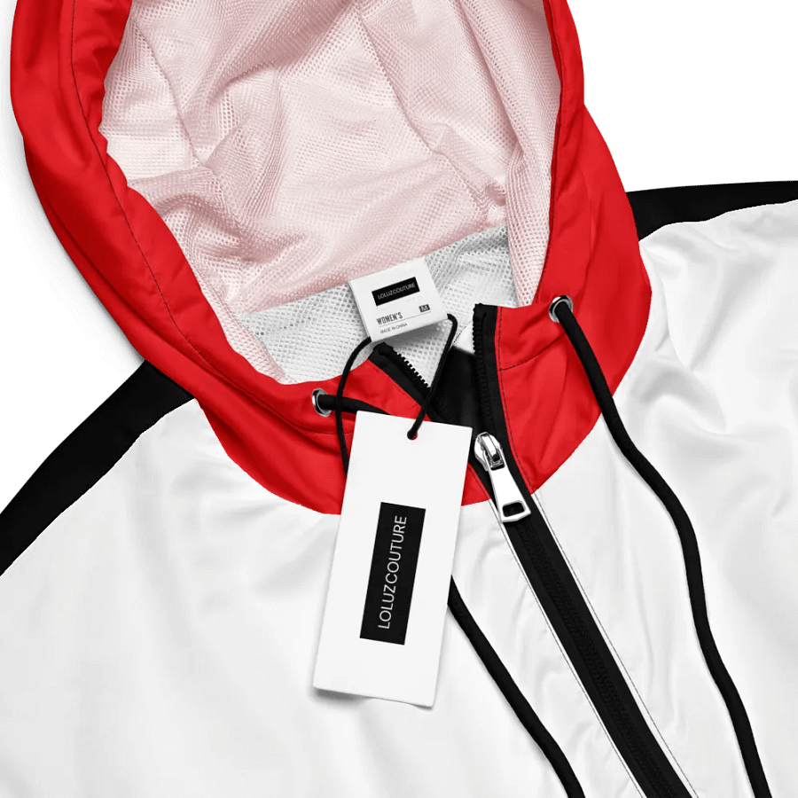 Red/Black/White Bent Lines Women's Cropped Jacket product image (10)