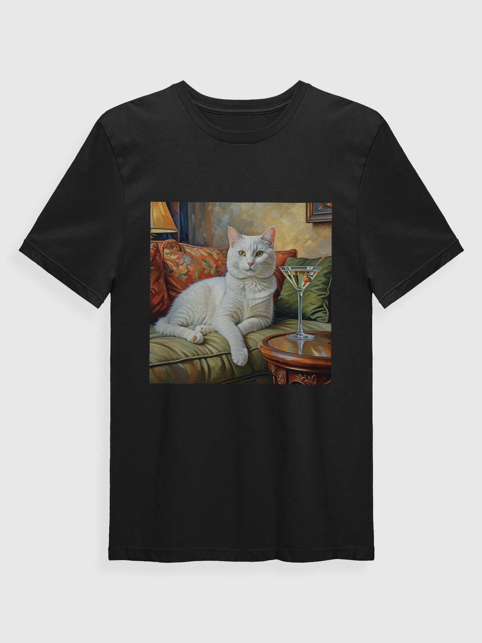 CLASSEY CAT ON COUCH NEXT TO MARTINI product image (1)