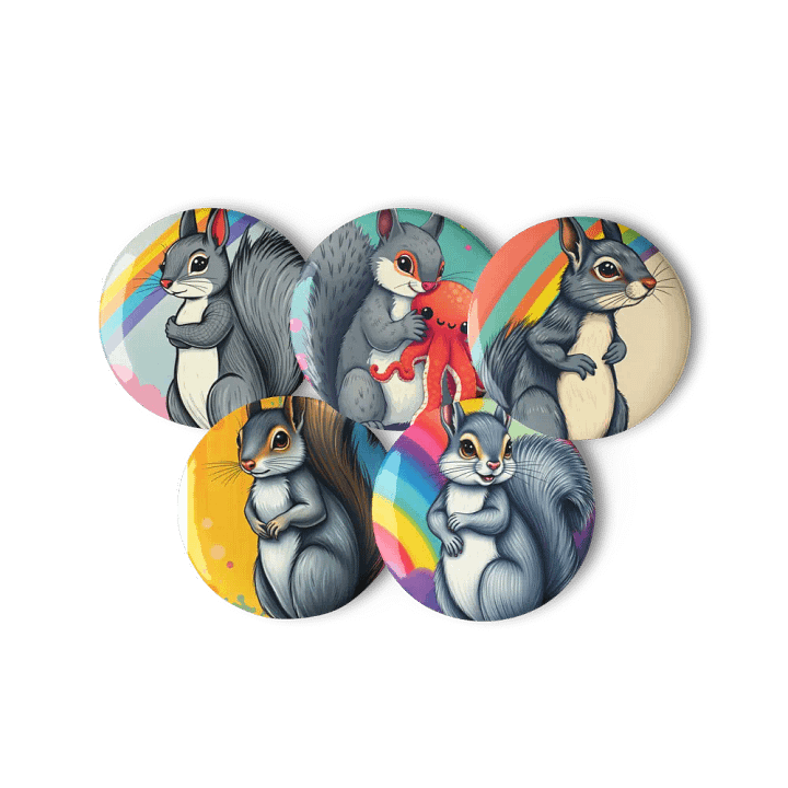 Rainbow Squirrel Pin Button Set product image (3)