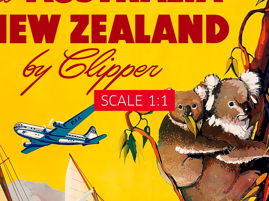 Australia & New Zealand by Clipper, 1950s (Pan American poster) — vintage travel poster, retro travel art, propaganda poster product image (4)
