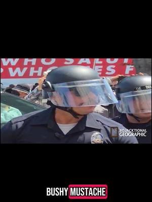 Racist Policer Officer Attacks Peacful Protesters for no reason. #losangeles #policeofficer #ice #iceprotest #fyp 