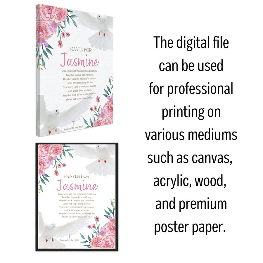 Dove and Pink Flowers Baptism Canva Template product image (6)