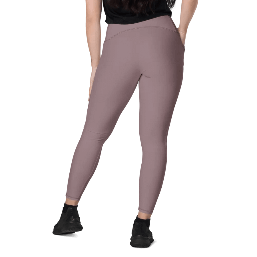 Plain Cool Purplish Brown Soft Summer Women's High Waisted Premium Crossover Leggings with Pockets by Treasure Pie product image (9)