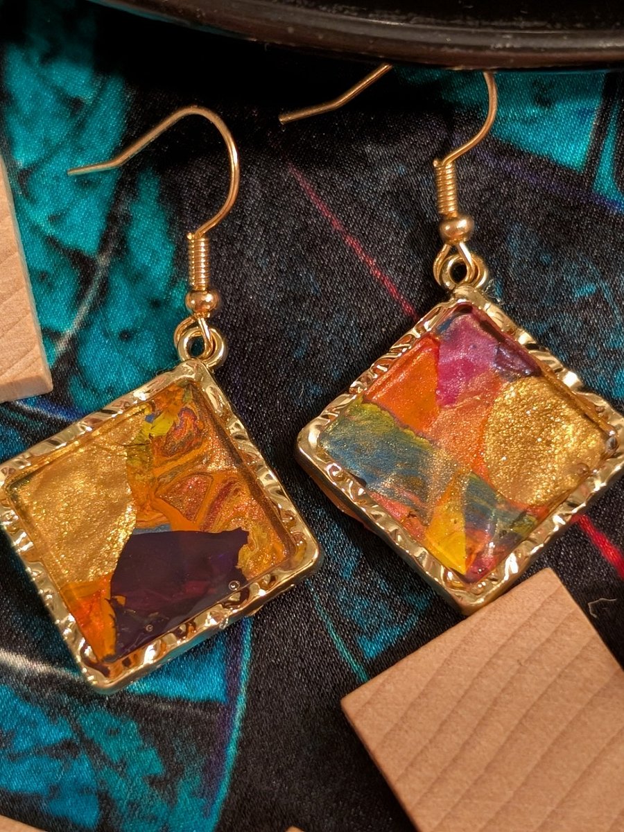 Liminal Light: Square Paint Skin Resin Earrings product image (1)