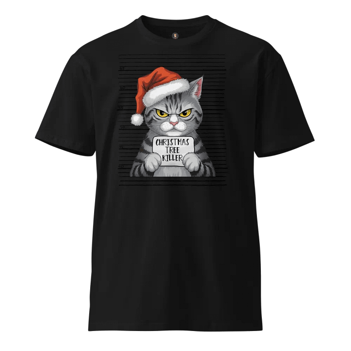 "The Christmas Tree Killer: Mischievous Cat Holiday Tee – Purrfect for Cat Lovers!" product image (1)