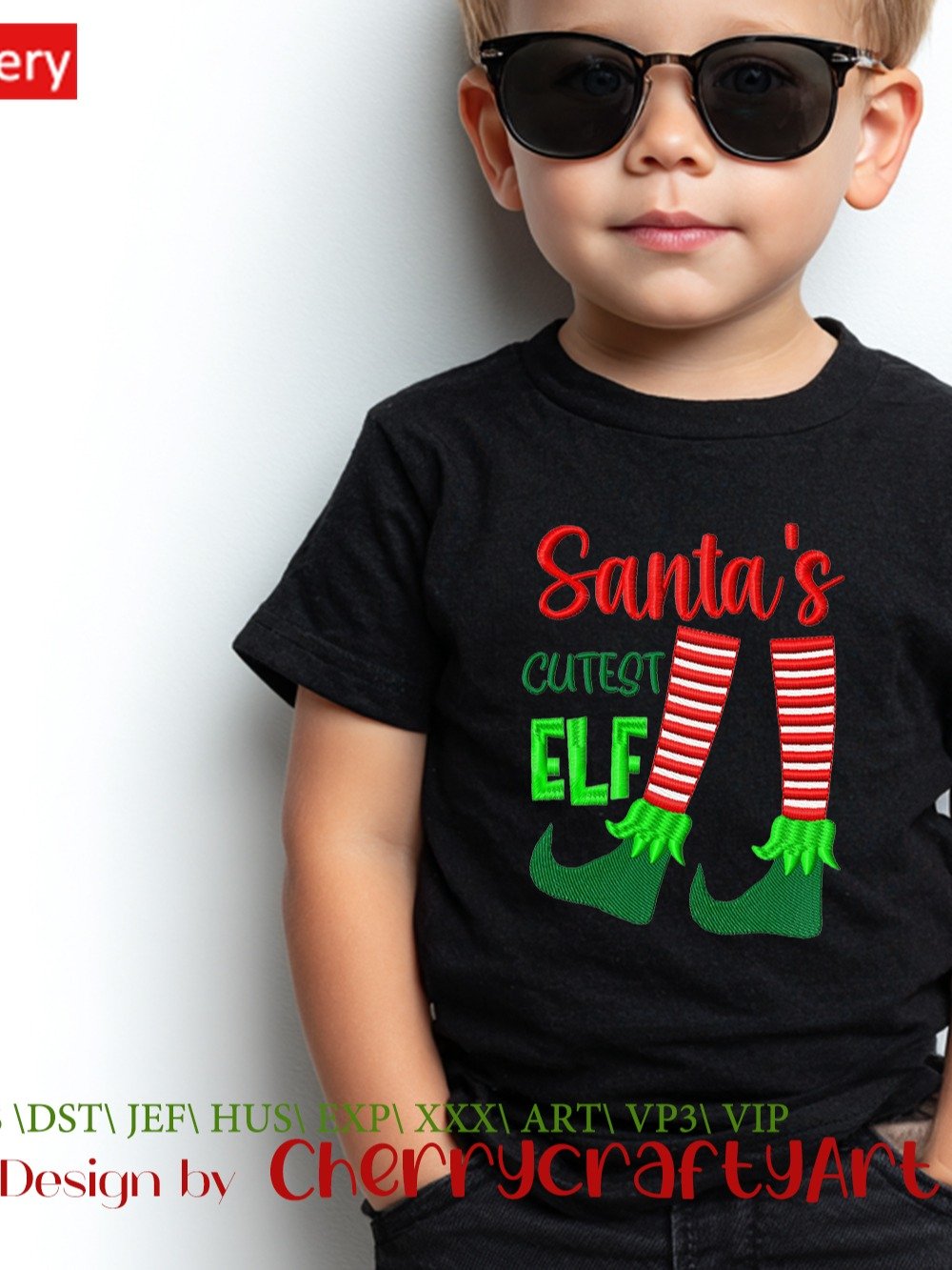 Digital ProductSanta's Cutest Elf Embroidery Design – Kids Shirts & Decor, Instant Download product image (3)