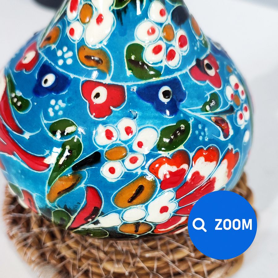 Ceramic vase (blue), Turkish Iznik style (Gözyaşi) — handmade pottery product image (5)