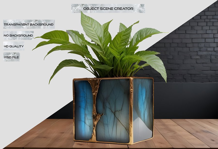 Stellar Luxe – Labradorite and Gold Planter PNG product image (2)