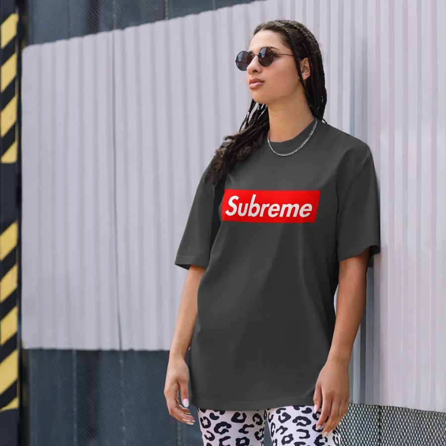 Red 'Subreme' Arab Parody Oversized Tee product image (5)