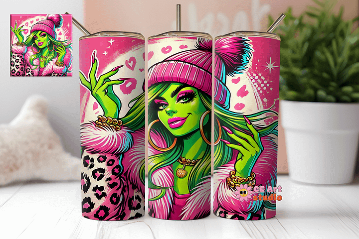 Mama Grinch Tumbler Wrap PNG product image (1)