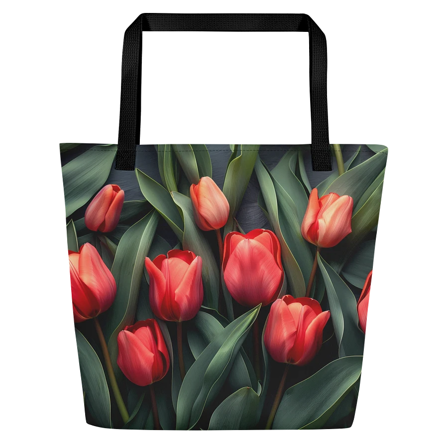 Tote Bag: Red Tulips Flowers Trendy Spring Floral Patterns Art Design product image (1)