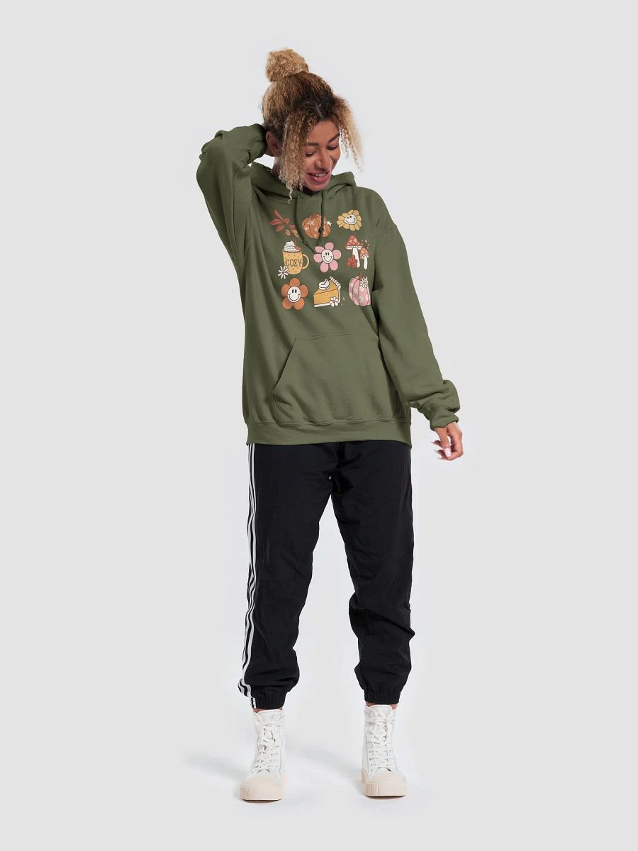 A Grid of Fall and Halloween Elements Hooded Sweatshirt | Cute Fall and Halloween Hoodie Design product image (33)