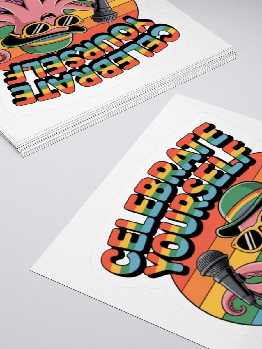 Celebrate Yourself Rainbow Octopus Sticker - Exclusive Vinyl Design for Self-Love and Positivity product image (10)