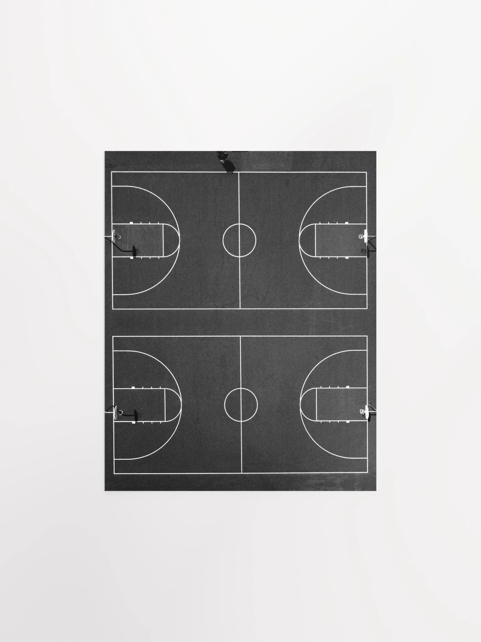 Aerial Basketball Court Photograph in High Quality, Modern, Black and White product image (1)