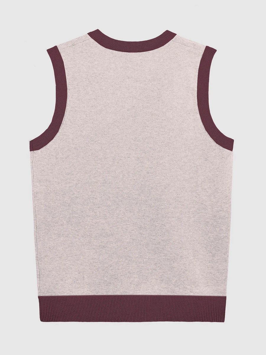 PLEASE DON'T MAKE ME TALK (maroon and pink) knitwear vest product image (8)