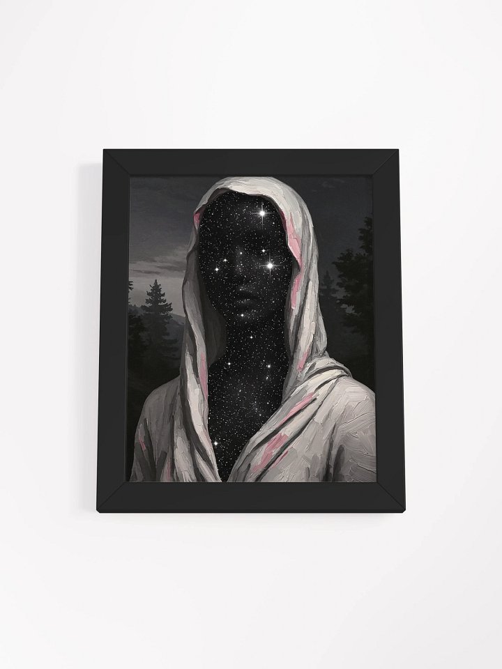 Celestial Being Surreal Art, Starry Night Sky Hooded Figure, Dark Academia Aesthetic Cosmic Portrait, Ethereal Space Galaxy Wall Art product image (1)