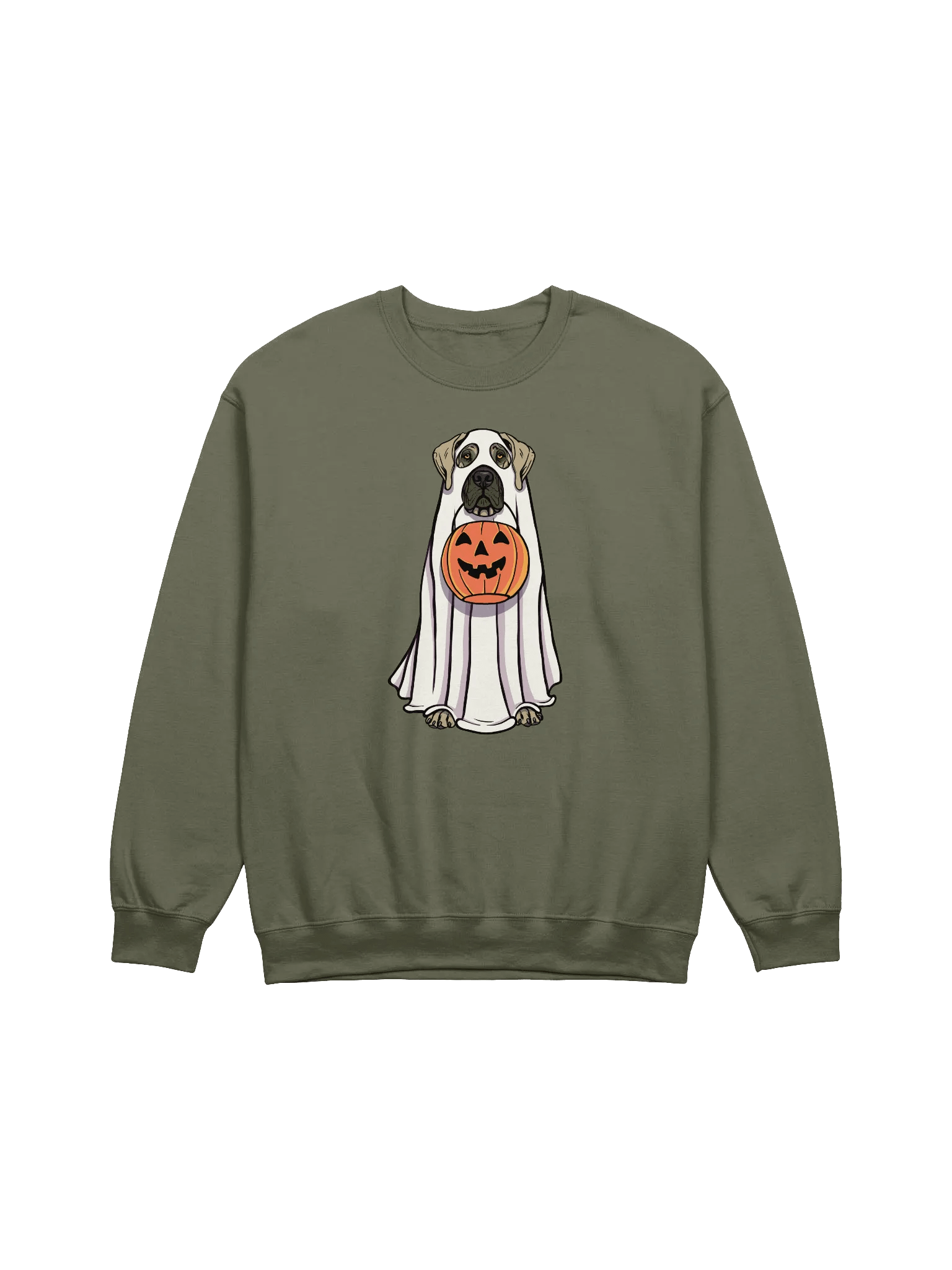 Funny Halloween Great Dane Sweatshirt | Funny Great Dane Wearing a Ghost Costume and Holding a Pumpkin Basket product image (17)