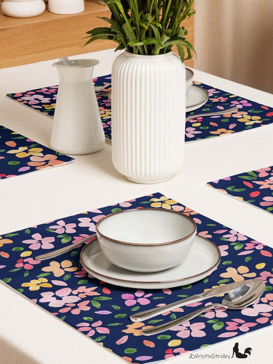 Spring Flowers on Navy Blue Placemat Set of 4 product image (3)