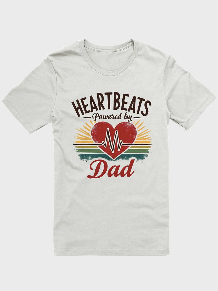 stethoscope heart shape, ekg Heartbeats Powered by Dad T-Shirt product image (2)