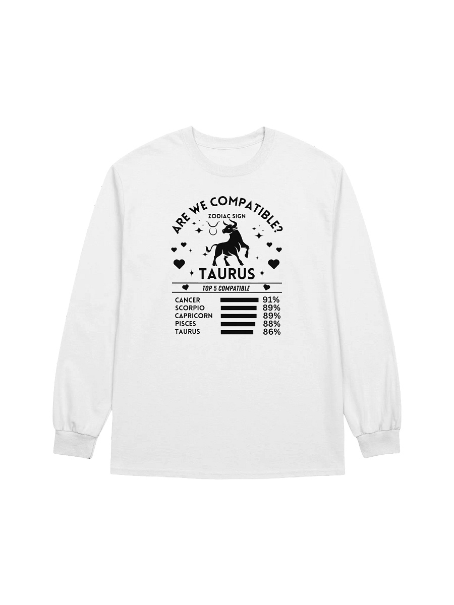 Taurus Zodiac Sign Romantic Compatibility - Gildan Ultra Cotton Unisex Long Sleeve T-Shirt - Light Colors product image (2)