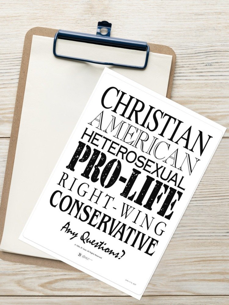 Christian American, Stickers. Patriotic Conservative Christian, Pro Life Right Wing, Heterosexual American Pride, Stickers. product image (1)