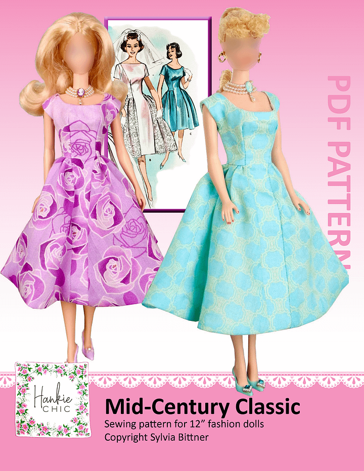 Mid Century Classic sewing pattern for 12" fashion dolls product image (1)