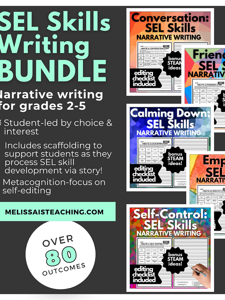 SEL Skills Writing + Editing 5-Pack with STEAM Extensions 2nd 3rd 4th 5th Grade, Social & Emotional Learning product image (1)