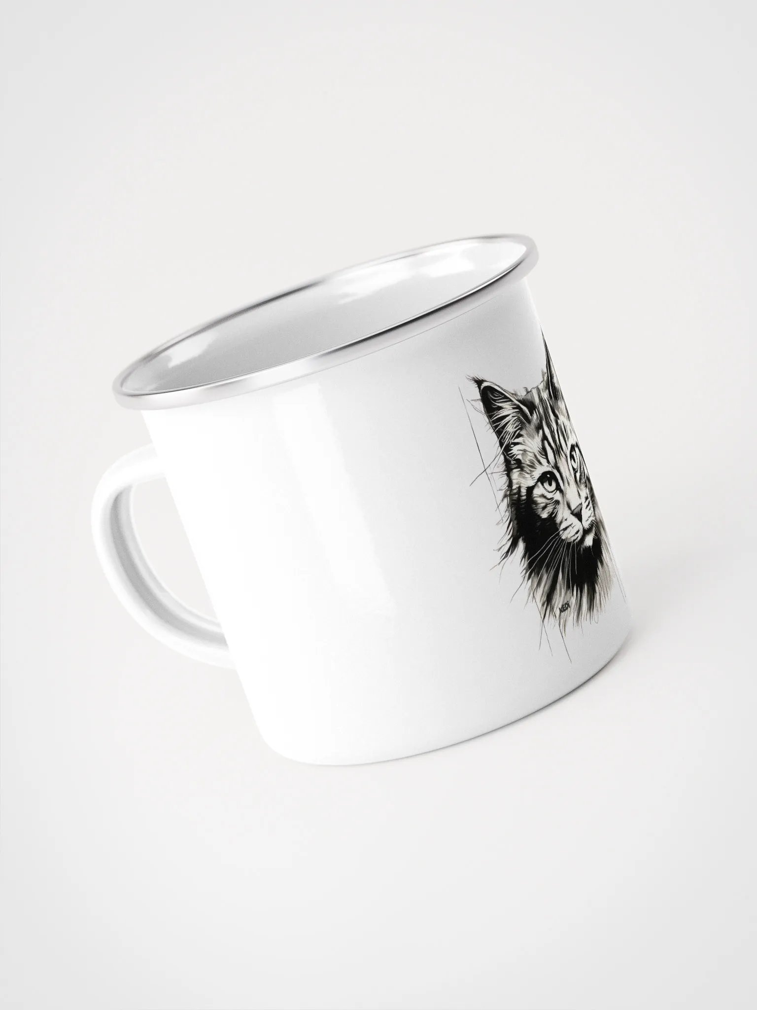 Whiskered Wanderlust Enamel Mug product image (2)