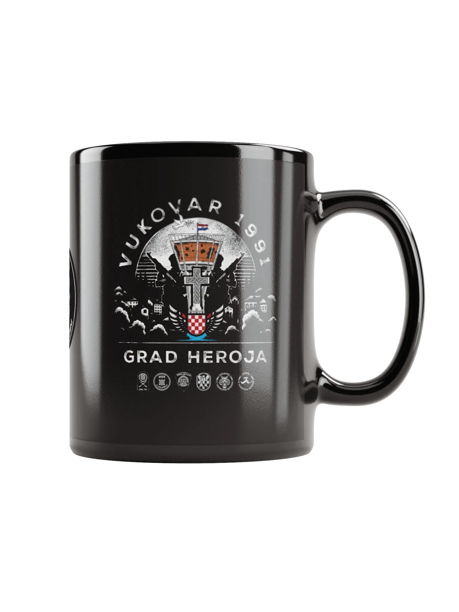 VUKOVAR 1991 HOS Emblem Black Glossy Mug product image (2)