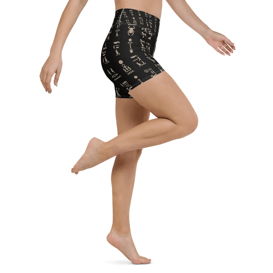 Isis Black Hieroglyphs Detail All-Over Yoga Shorts product image (6)