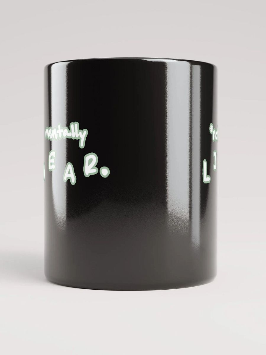 *not* mentally linear (lined design, #96B697) glossy black mug product image (3)