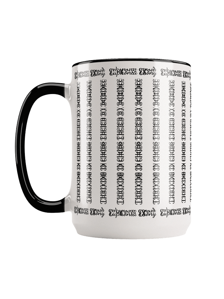 Can you spot it - Cryptic message mug "thriving in chaos fueled by balance" with border: 'Euphonia Ebony' version2 product image (8)