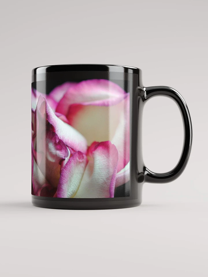 Pink Lined White Rose Black Coffee Mug product image (1)