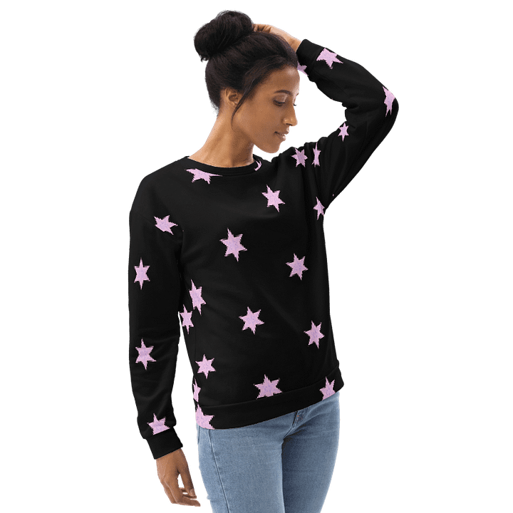 Abstract Repeating Pink Stars Unisex All Over Print Sweatshirt product image (2)