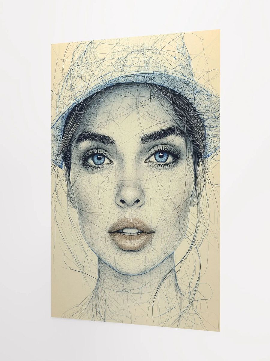 Blue Muse: Minimalist Portrait Art Print with Vintage Elegance product image (3)