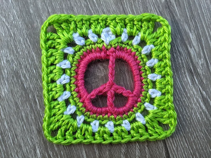 Crochet Peace Sign Granny Square Pattern product image (2)