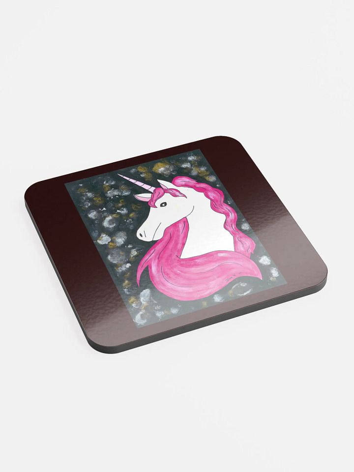 Unicorn - (art by Dina R.) - acrylic painting picture - Glossed Cork Coaster product image (2)