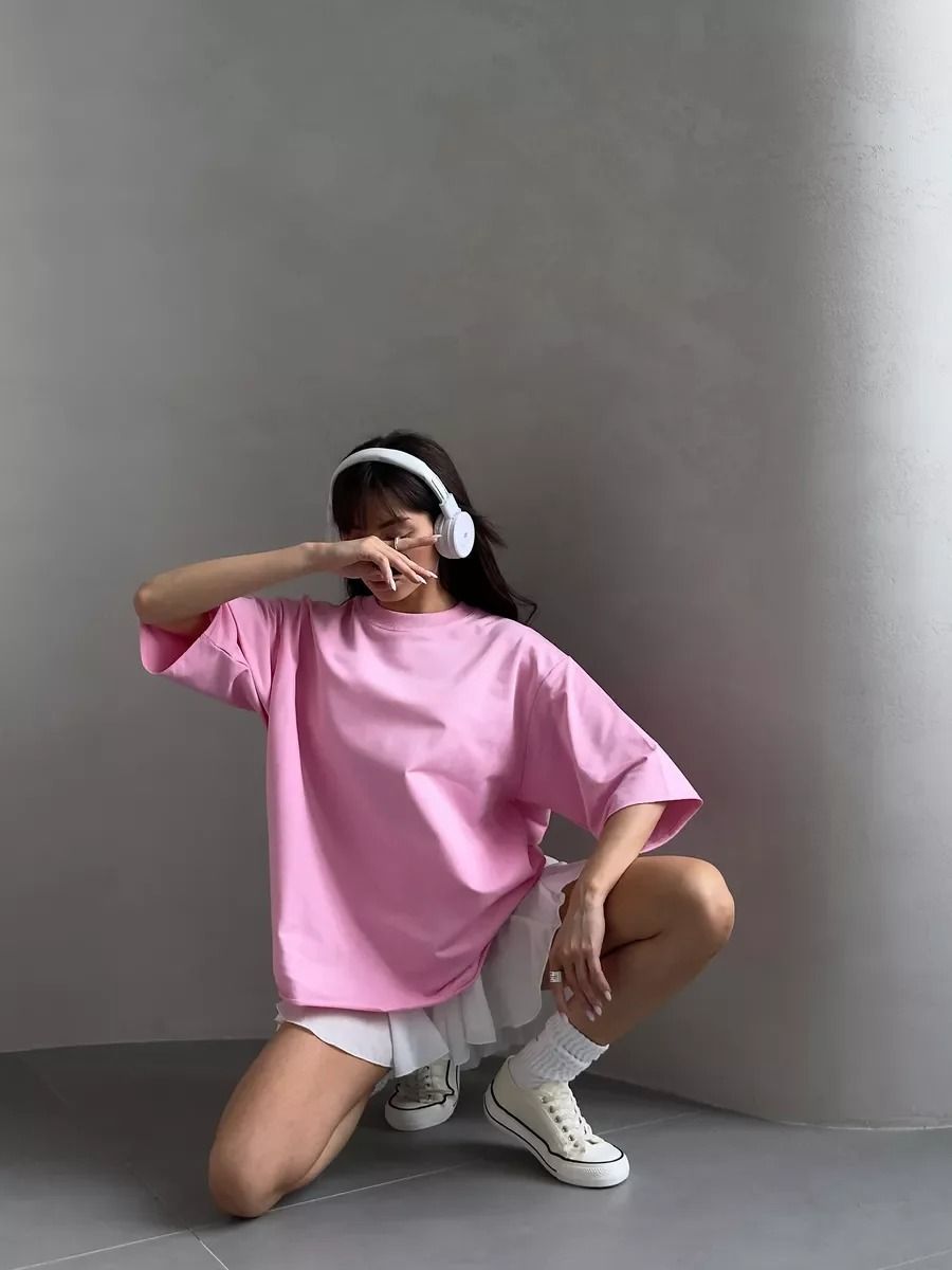 Casual Oversized Pink Loose Tshirt product image (9)