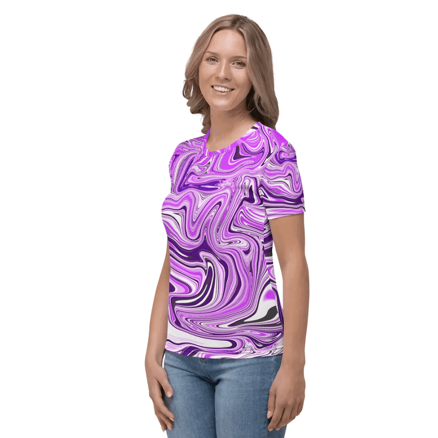 Women's Crew Neck Tshirt - Purple Digital Fluid Art product image (3)