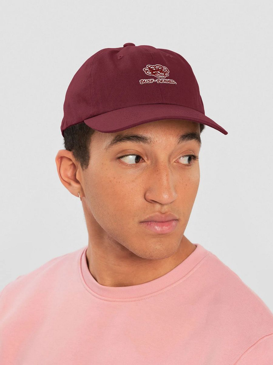BUSY-BRAINED (maroon + white lined design) classic dad hat product image (14)