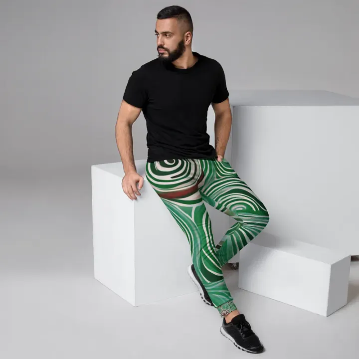 Funky Cool Green Liquid Tie-Dye Men's Joggers product image (2)