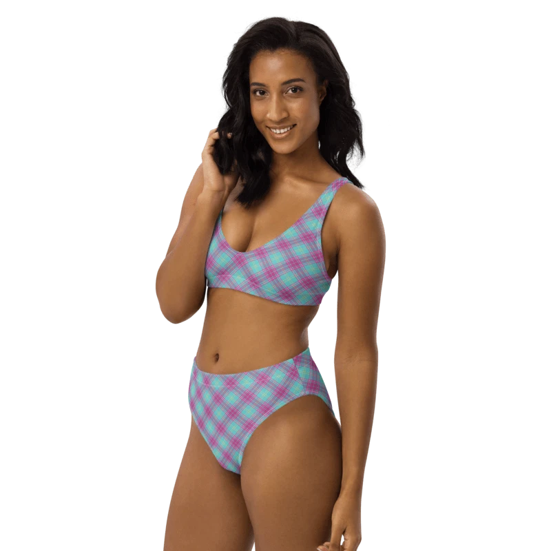 Hot Pink and Aqua Plaid Bikini product image (3)