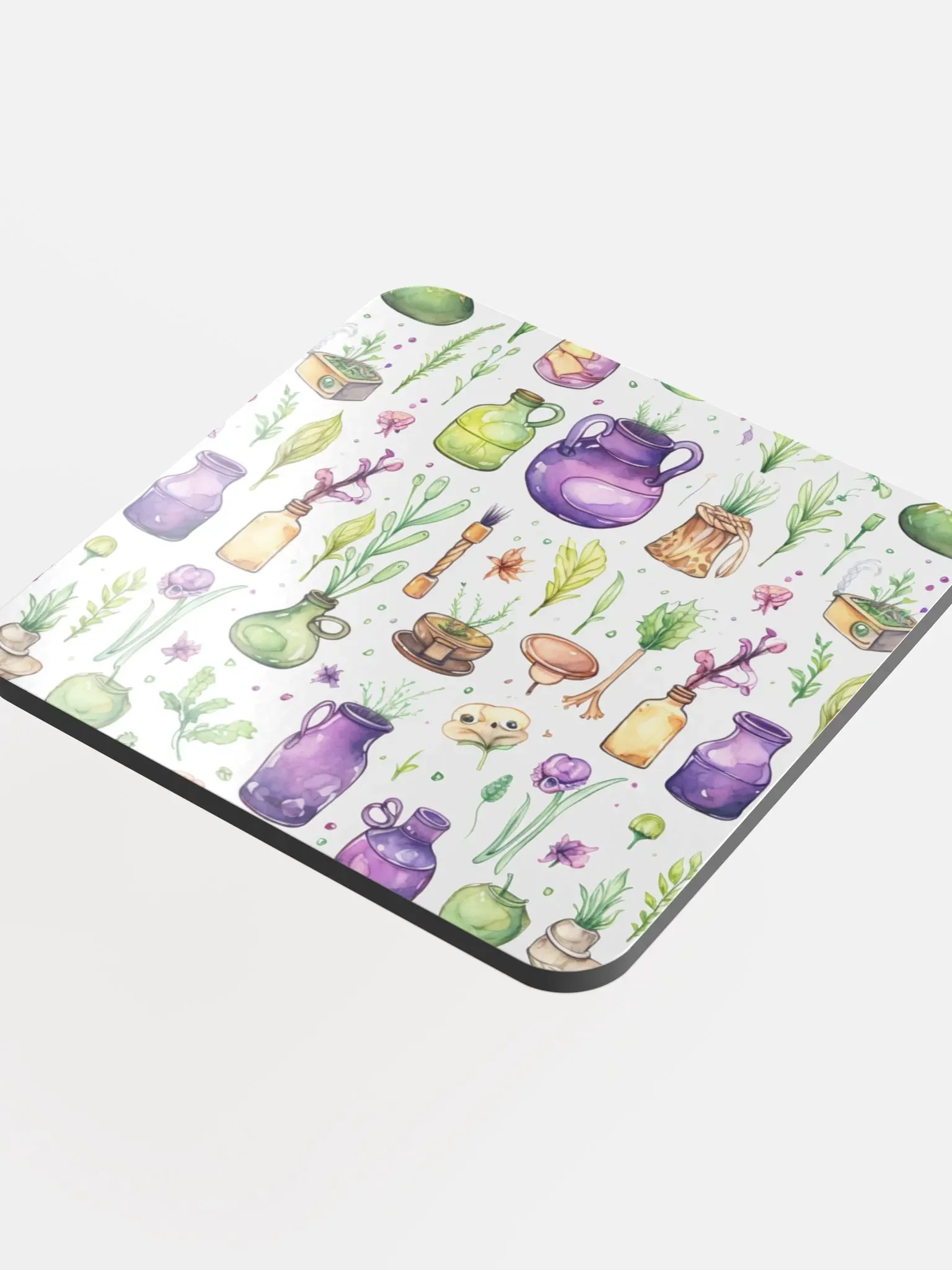 Glossed Cork Coaster 🟩 🔶 🟪 Fascinating Watercolor Pattern - Motif 3 product image (4)